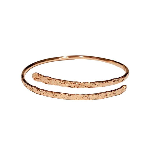 Handmade Adjustable 10 Gauge Copper Hammer Textured Overlap Bangle