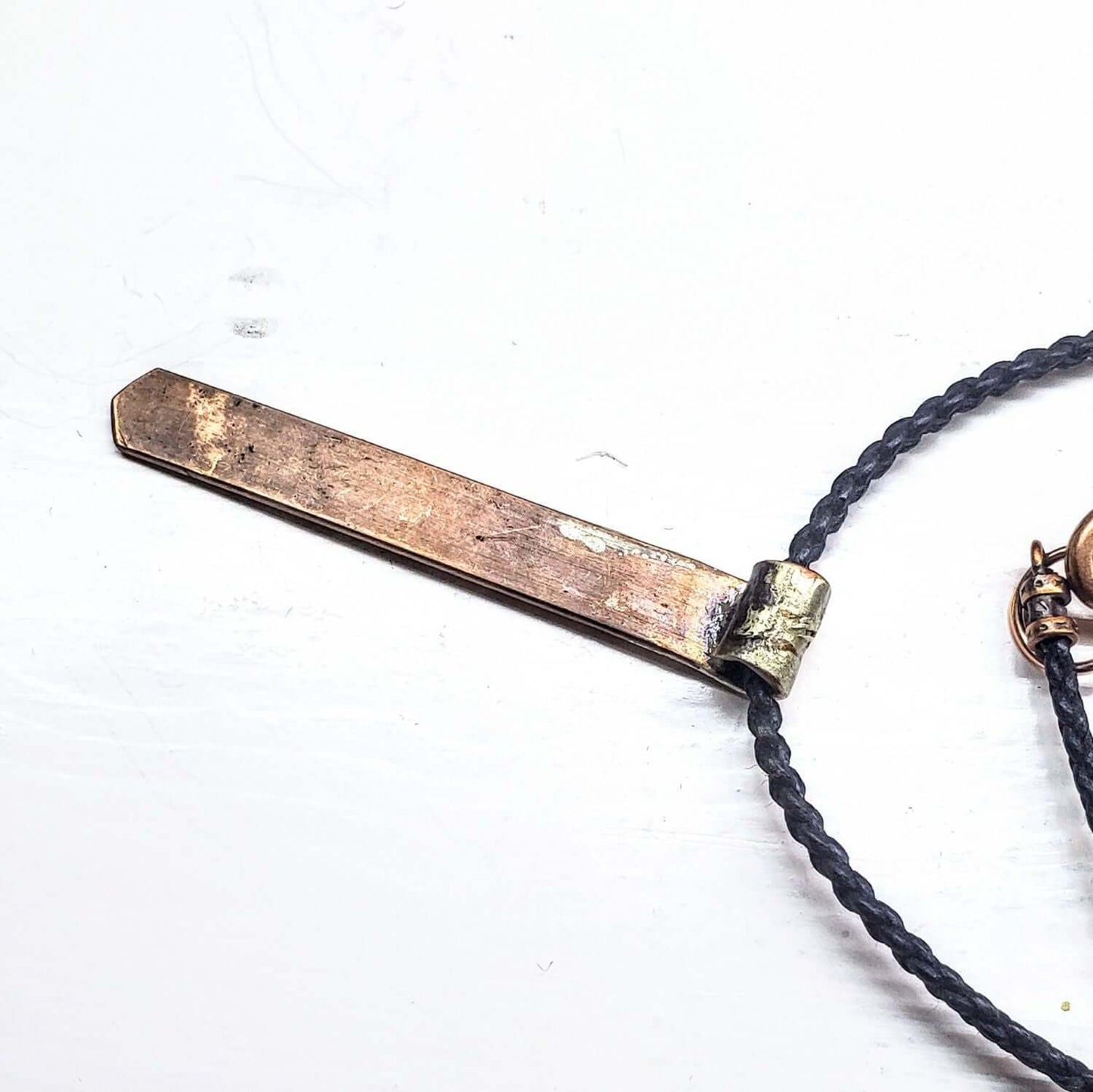 Copper Weave Embossed Necktie Necklace