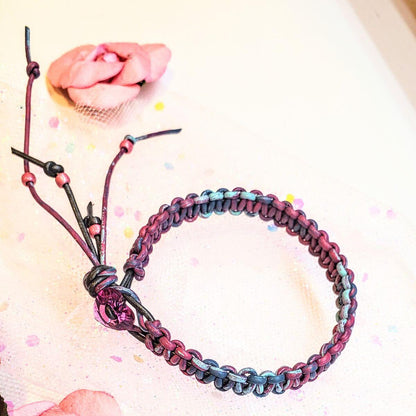 Macrame Tie-Dye Leather Crystal Bracelet