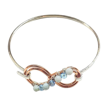 Copper Silver Turquoise Crystal Double Infinity Bangle