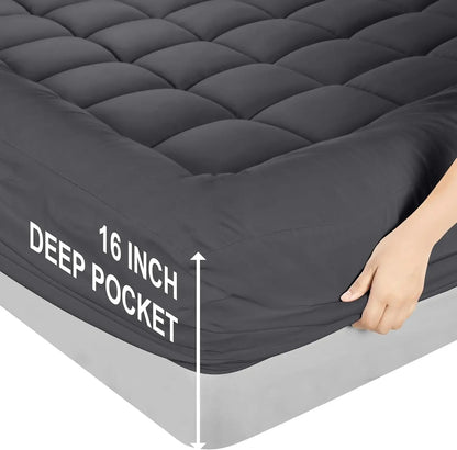 Ultra Soft Queen Size Mattress Topper - Viscose Made from Bamboo Pillow Top Mattress Pad for Back Pain Relief - Naturally Coolin