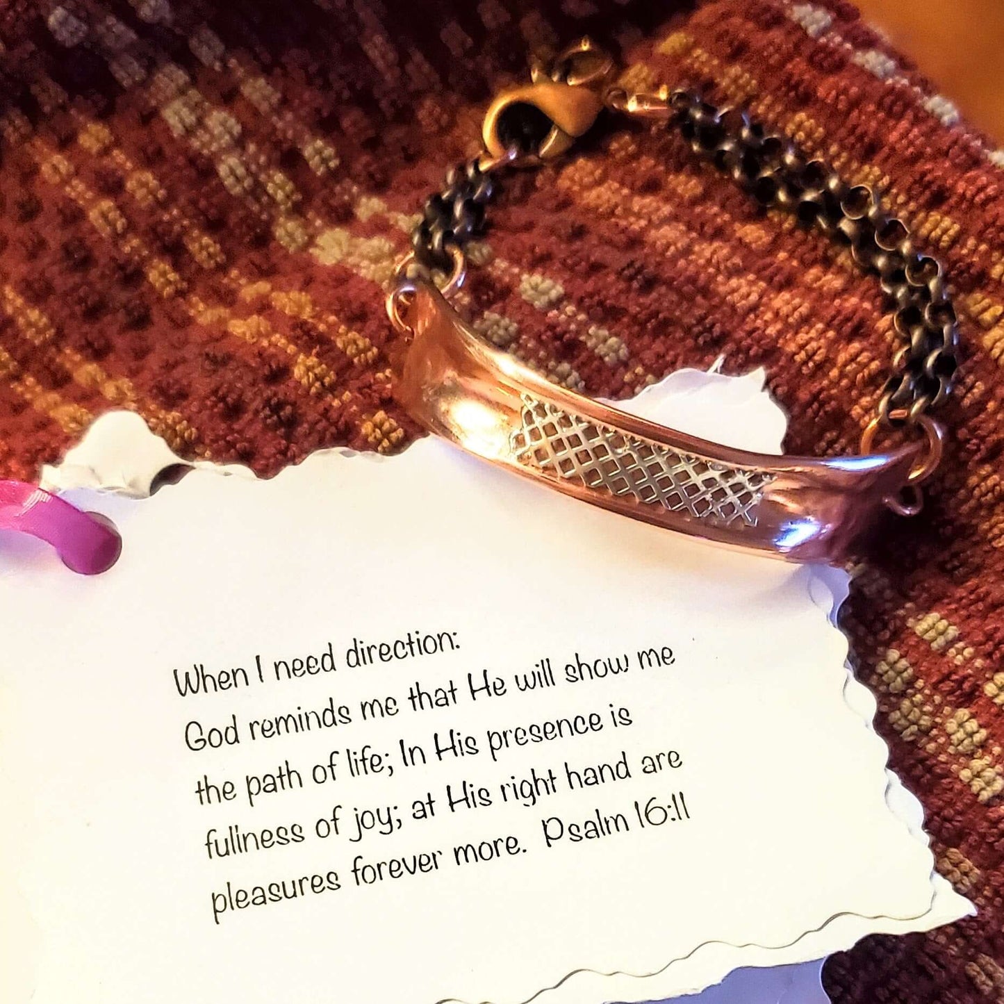 Adjustable Handmade Sculpted Copper Channel Silver Mesh Cuff Bracelet