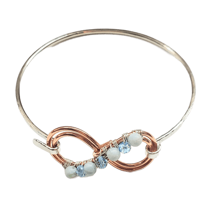 Copper Silver Turquoise Crystal Double Infinity Bangle