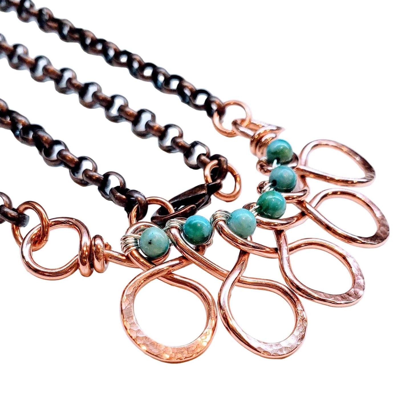 Seen on Ashley Liao Copper Turquoise Wire Wrapped Necklace