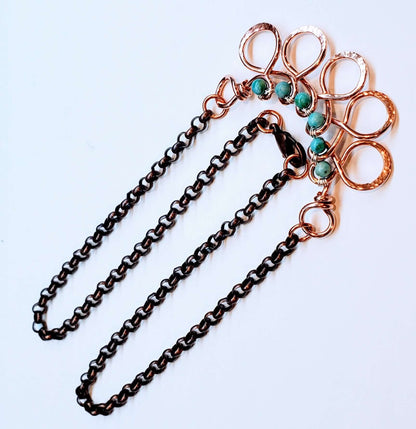 Seen on Ashley Liao Copper Turquoise Wire Wrapped Necklace