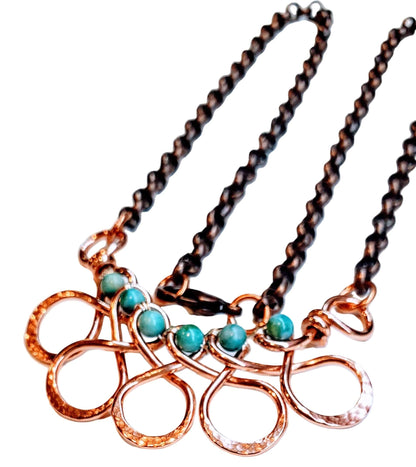 Seen on Ashley Liao Copper Turquoise Wire Wrapped Necklace