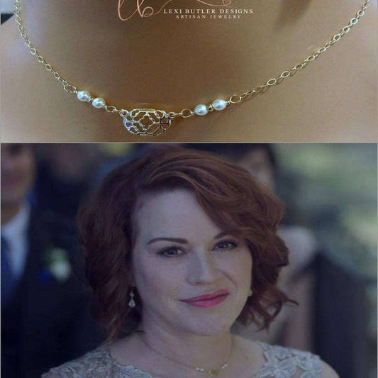 As Seen on Molly Ringwald Gold Filled Pearl Choker Necklace