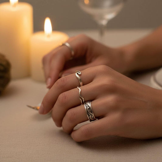 Assorted Sterling Silver Pinky-Toe Band Rings & Waves