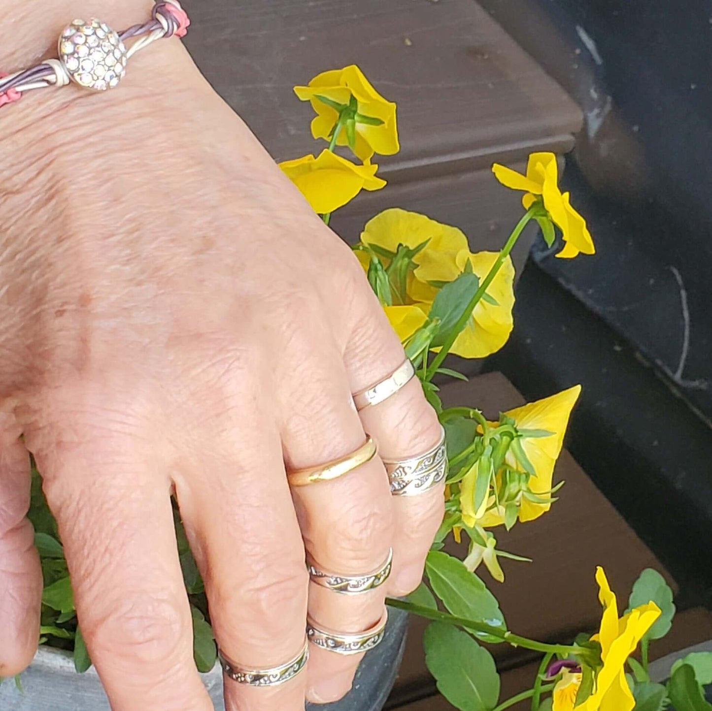 Assorted Sterling Silver Pinky-Toe Band Rings & Waves