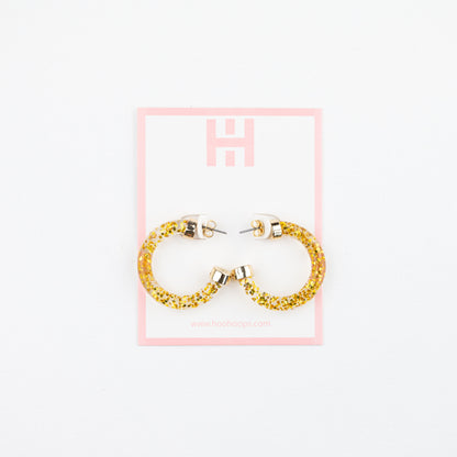 Gold Glitter Mini Hoop Earrings