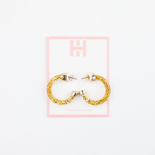 Gold Glitter Mini Hoop Earrings