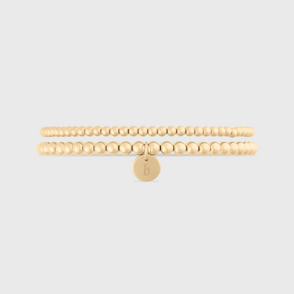 old english initial juno double bracelet stack (3+4mm)
