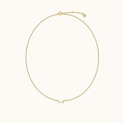 Bar Square Necklace with White Gem