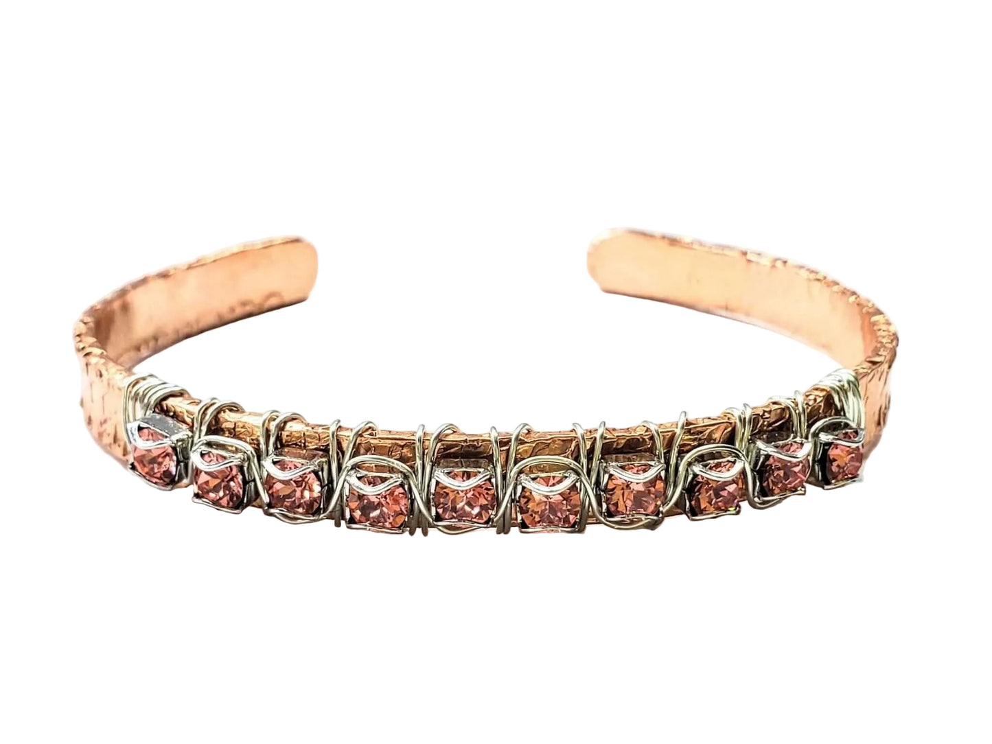16 Gauge Copper Rhinestone Cuff Bangle