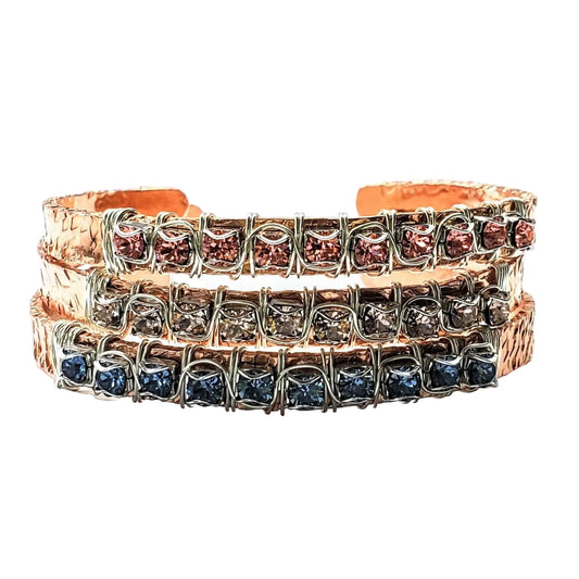 16 Gauge Copper Rhinestone Cuff Bangle