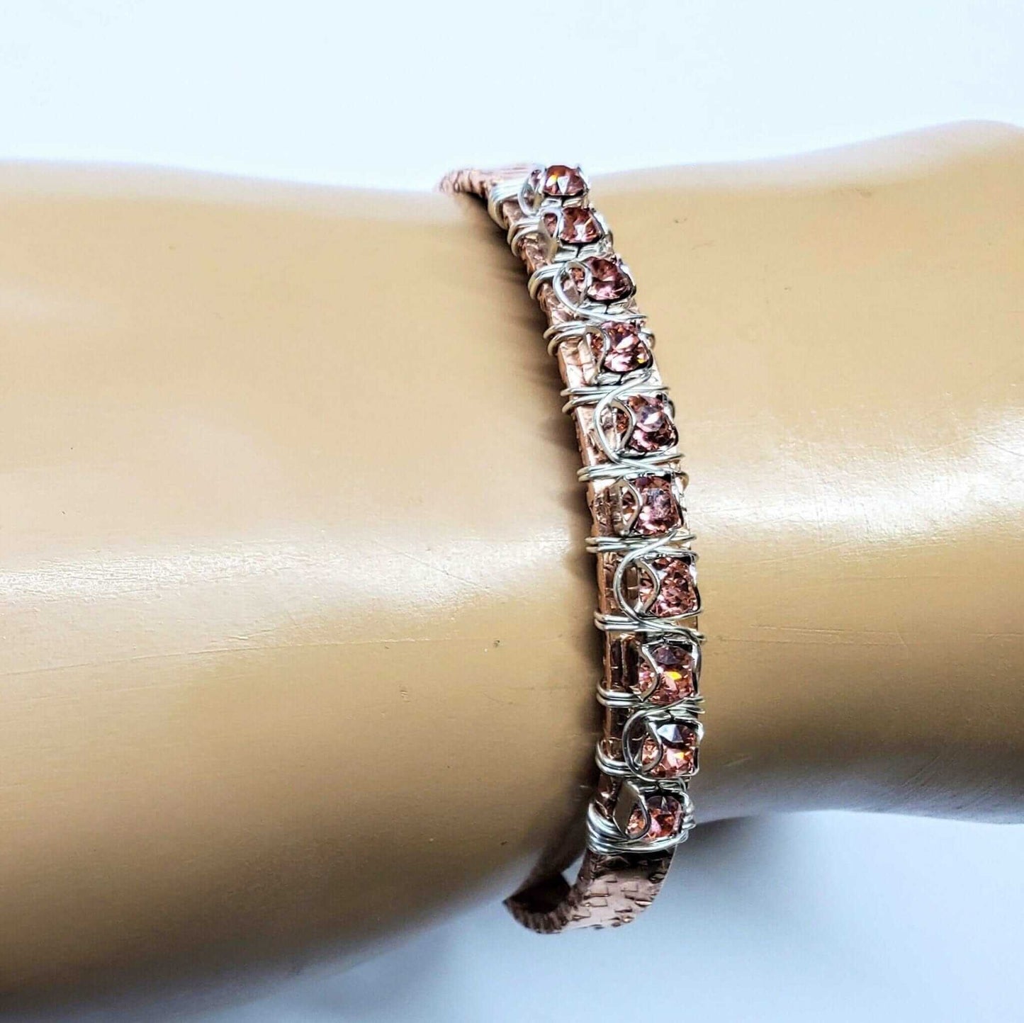16 Gauge Copper Rhinestone Cuff Bangle