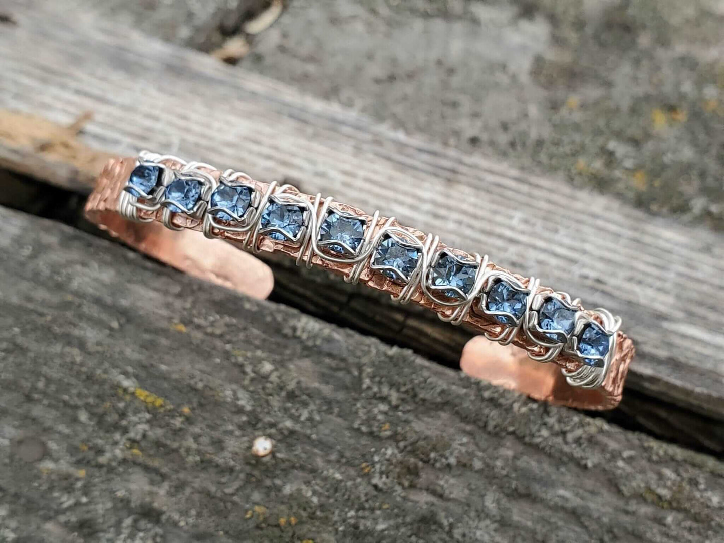 16 Gauge Copper Rhinestone Cuff Bangle