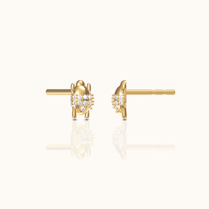 Beetle Ladybug Protection Rebirth Symbol CZ Stud Earrings