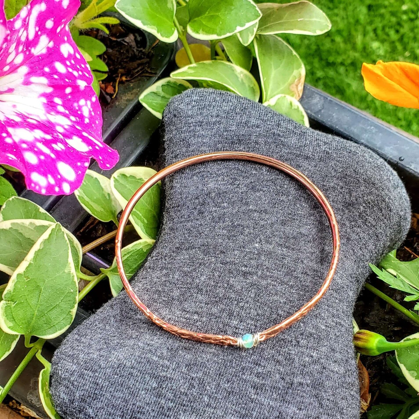 Copper Brides Bangle with Ethiopian Opal
