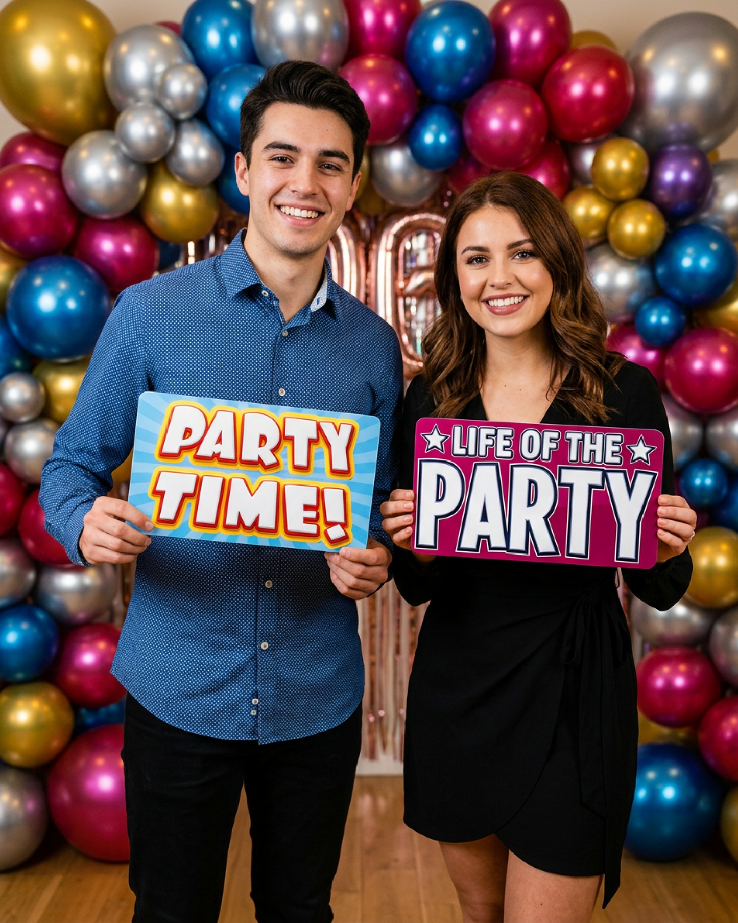 Birthday Photo Booth Props - 6 Double-Sided PVC Signs