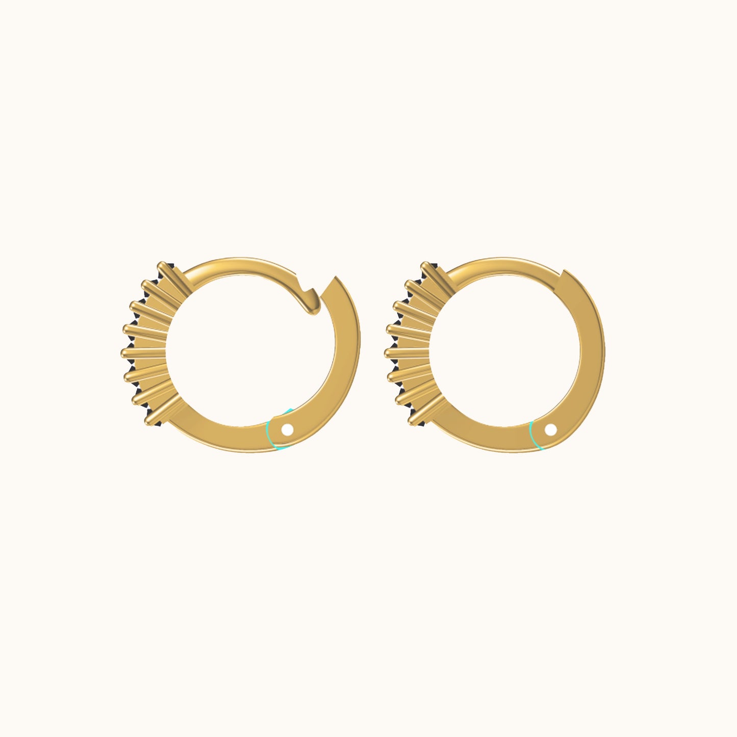 Black Baguette CZ Pave Huggie Hoop Earrings
