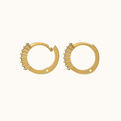 Black Baguette CZ Pave Huggie Hoop Earrings
