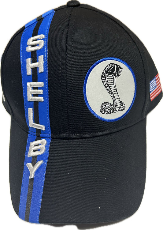 Shelby Cobra Official Black with Blue Stripes Hat