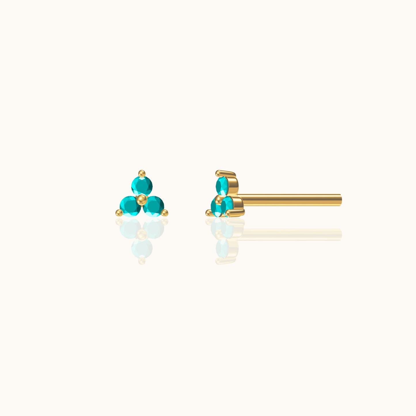 Blue Turquoise Trefoil Stud Earrings