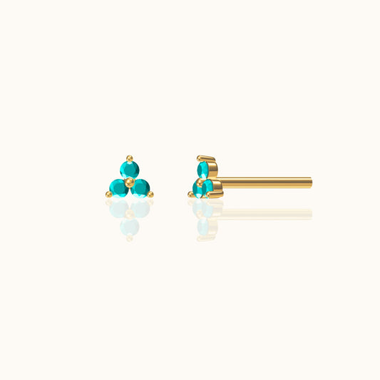 Blue Turquoise Trefoil Stud Earrings