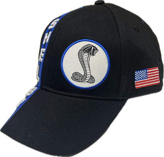 Shelby Cobra Official Black with Blue Stripes Hat