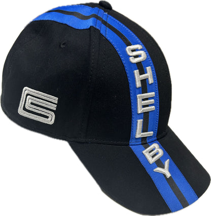 Shelby Cobra Official Black with Blue Stripes Hat