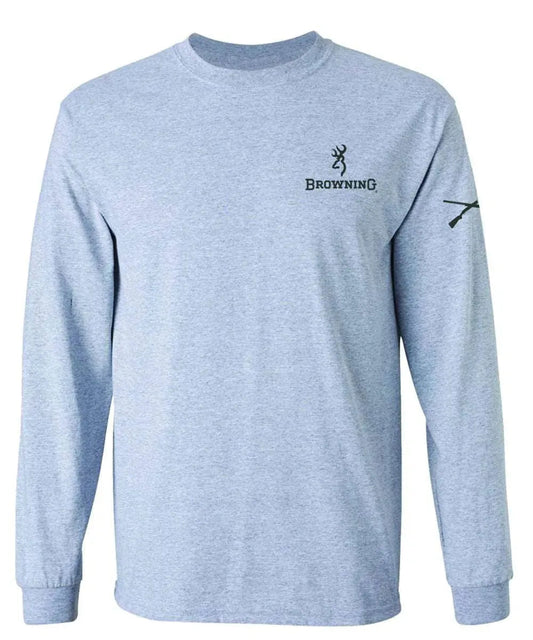 Browning Whitetail Flag (Sport Grey) - Mens Long Sleeve T-Shirt (Closeout)