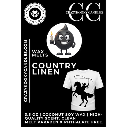 COUNTRY LINEN - Wax Melts, Scented Coconut Soy, 3.5oz