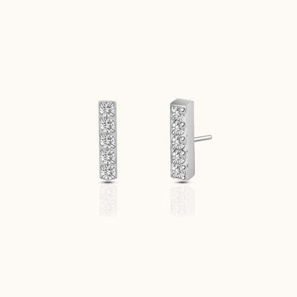 CZ Bar Threadless Labret Titanium Flat Back Earring