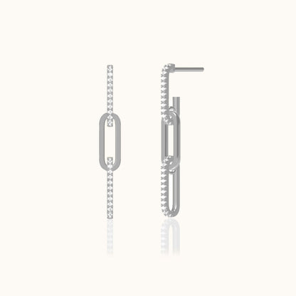 CZ Link Chain Dangle Stud Earrings