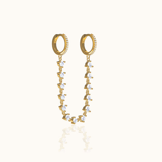 CZ Chain Double Hoop Earrings