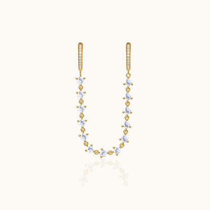 CZ Chain Double Hoop Earrings
