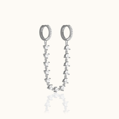 CZ Chain Double Hoop Earrings