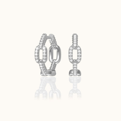 CZ Linked Chain Hoop Earrings