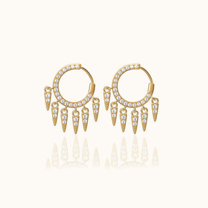 CZ Spike Tassel Stud Earrings