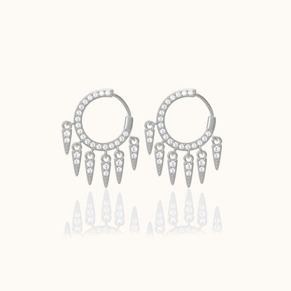 CZ Spike Tassel Stud Earrings