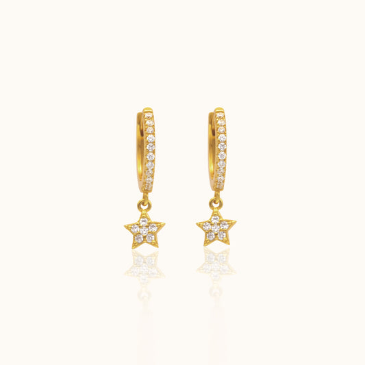 CZ Star Hoop Earrings