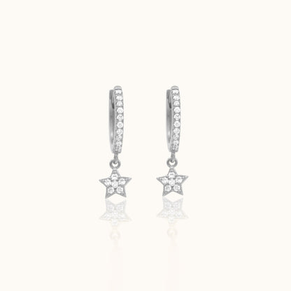 CZ Star Hoop Earrings