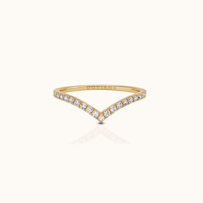 CZ Wishbone Band Titanium PVD Gold Ring