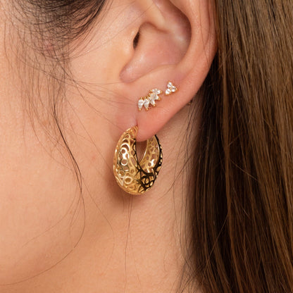 Hollow Carved Chunky Hoops