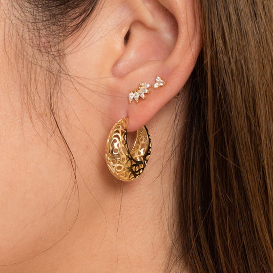 Hollow Carved Chunky Hoops