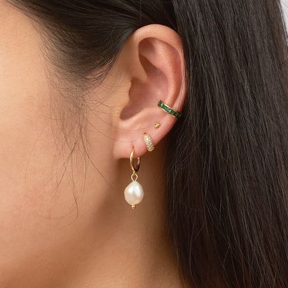 Single Green CZ Embellished Ear Cuff