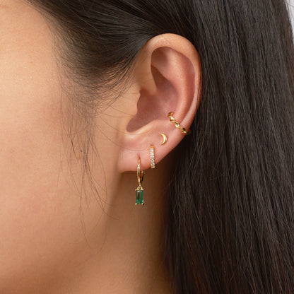 Dainty White Zircon Huggie Hoops