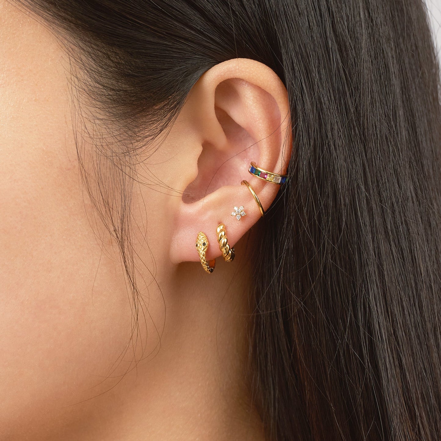 Snake Huggie Hoop Earrings