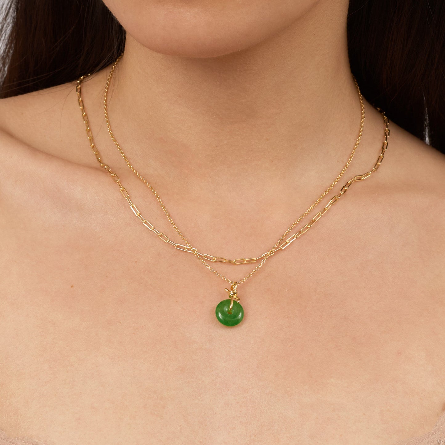Knot Necklace with Green Jade